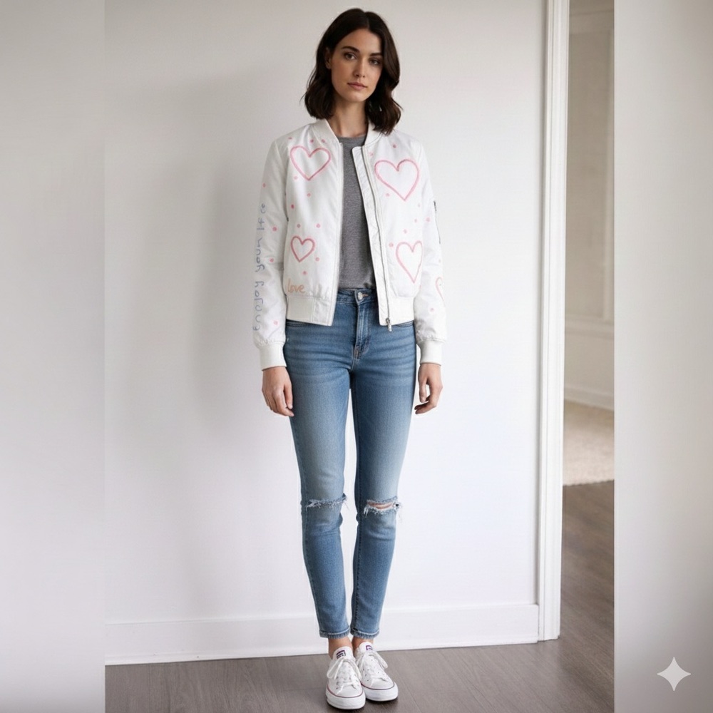 Hand Painted One-of-a-Kind Bomber Jacket – Wearable Art – Size S – Topshop